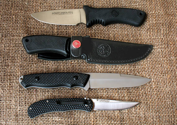 boker Arbolito s bratom, Joker a CRKT Convergence.