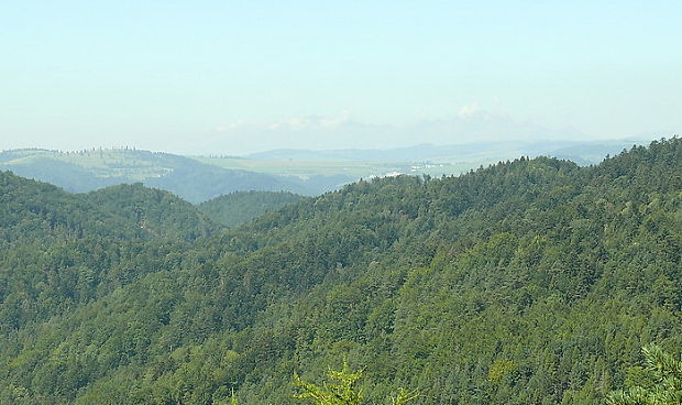 pohľad na strmé kopce pohoria Branisko