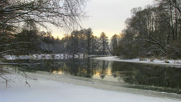 zima na řece Moravě