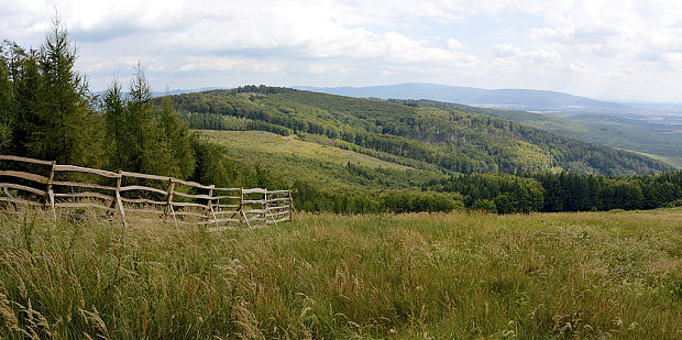 cestička z Javorového vrchu smerom na Veľký Inovec a Zlaté Moravce (panoráma)