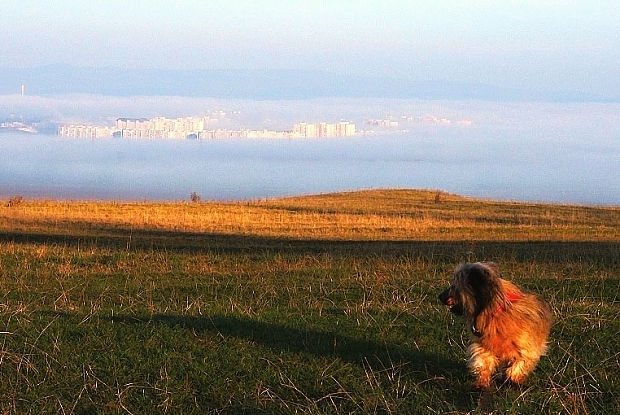 popradské sídlisko Juh, trochu zahmlené