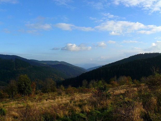 Papradnianska dolina Podjavorník, pohľad z osady Kŕžeľ